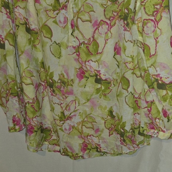 Lane Bryant 22/ 24 Pink and Green Long Sleeve Buttoned Blouse Mandarin Collar - Picture 6 of 7